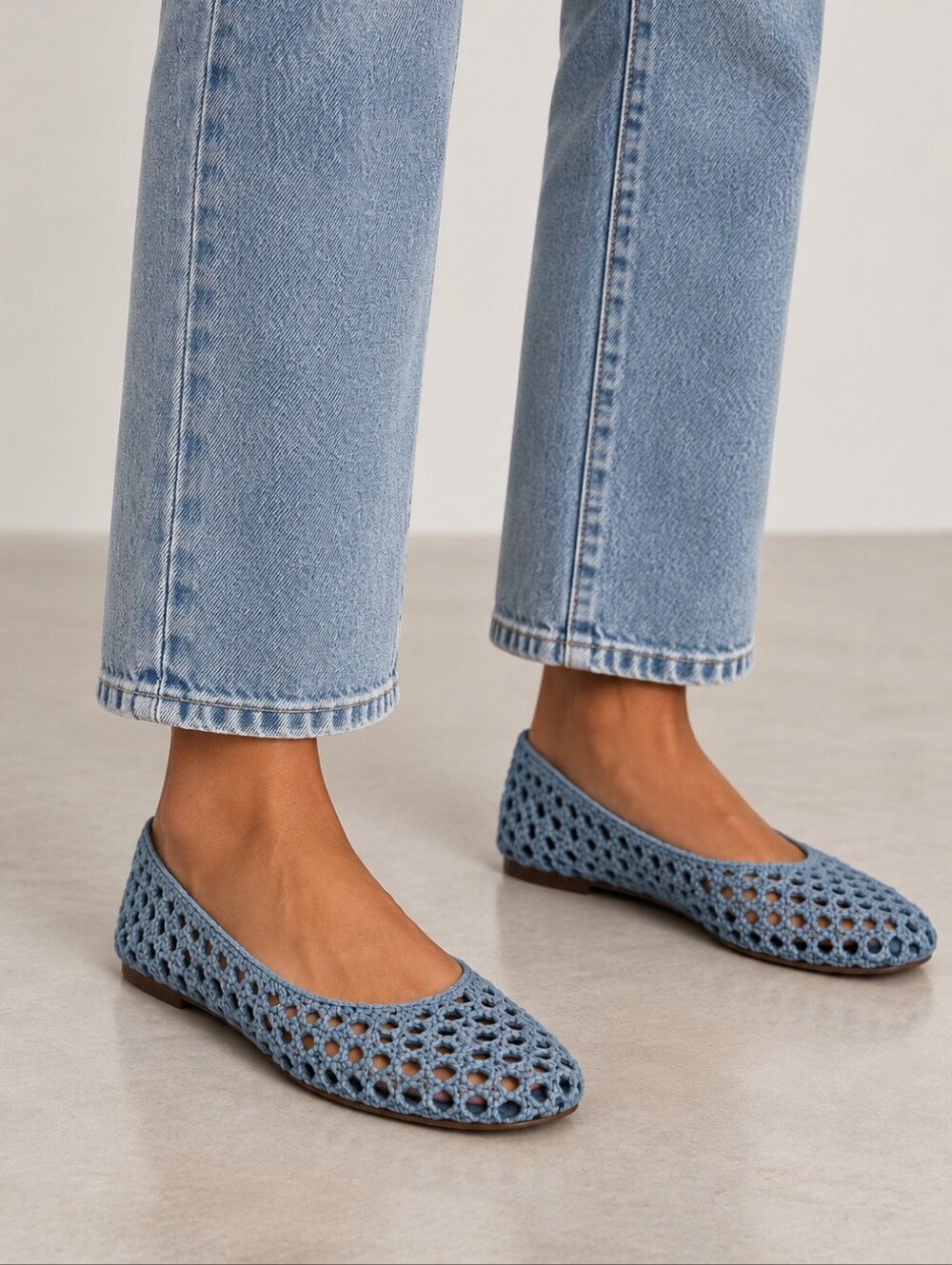 Sam Edelman Shira Leather Woven Ballet Flats In Blue Size 9